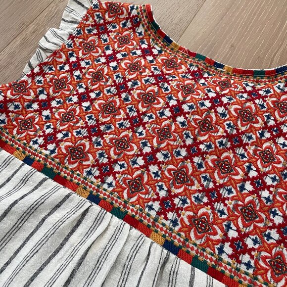 Savanna Jane Blouse Shirt Women Large Embroidered Linen Blend Tassel 16631 - Picture 12 of 13